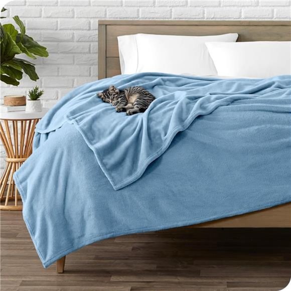 Fleece Blanket - Twin/Twin Extra Long - Coronet Blue - Lightweight Blanket - Picture 2 of 6